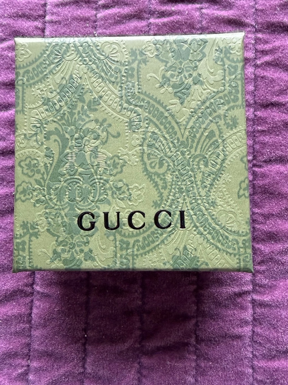 Gucci Olive Green Embossed Paisley Logo Box